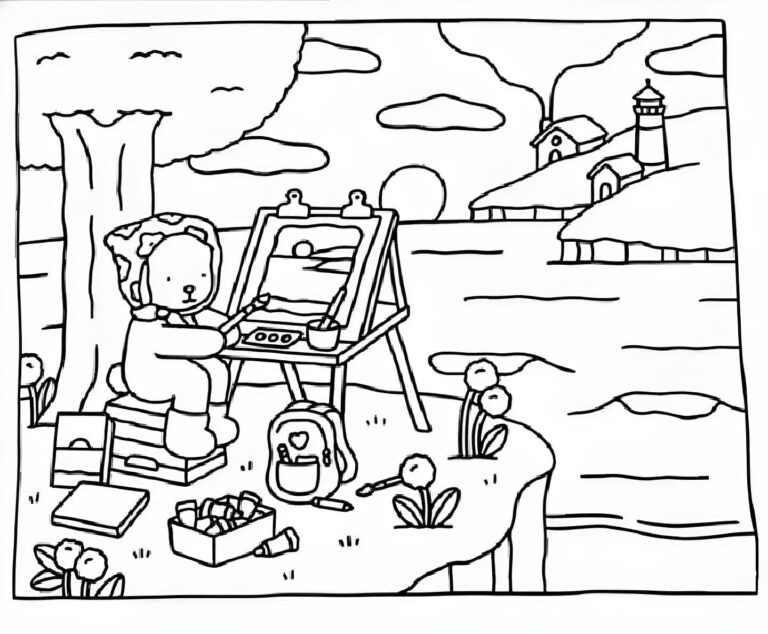 Dibujo Para Colorear De Bobbie Goods Pintando En La Playa dibujo-para-colorear-de-bobbie-goods-pintando-en-la-playa