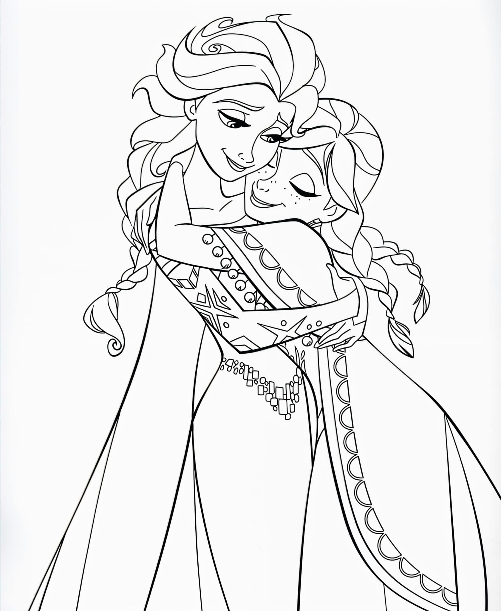 Dibujo de elsa y anna de Frozen para colorear