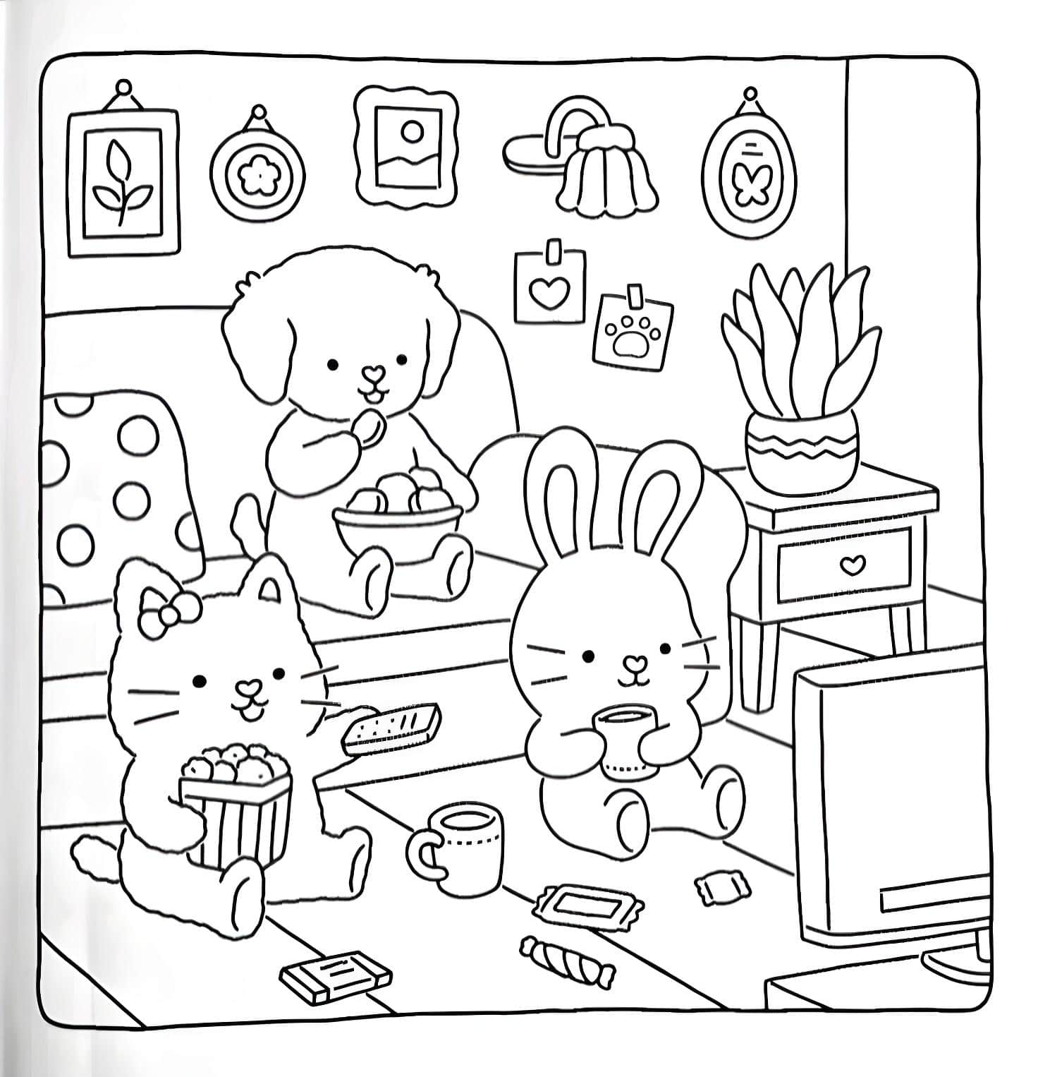 Animal dibujo viendo bobbie goods tv coloring