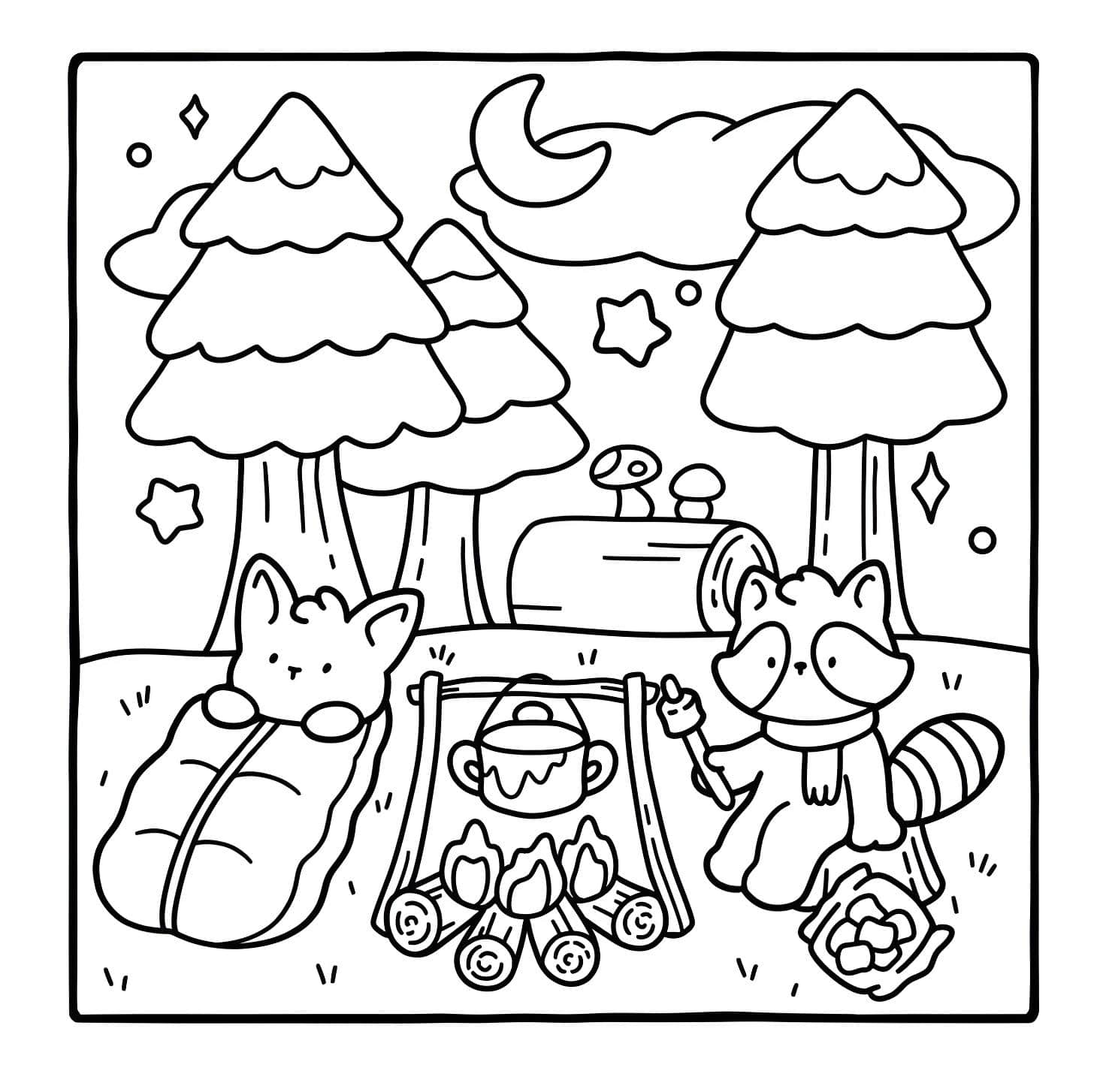 Imagen de raccoon y fox acampando desde artículos de bobbie hasta color