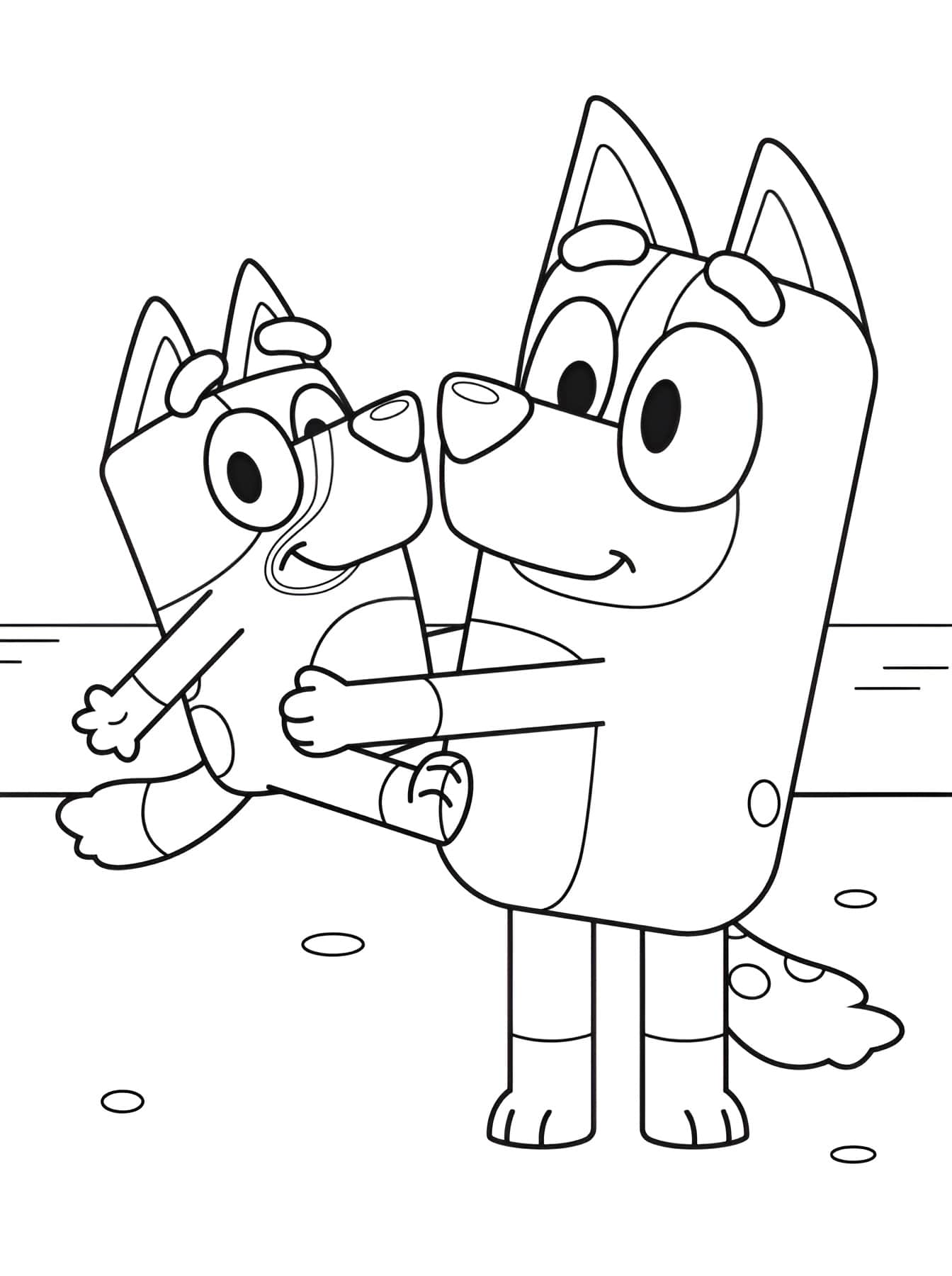 Dibujo De Bluey Con Bingo Para Colorear