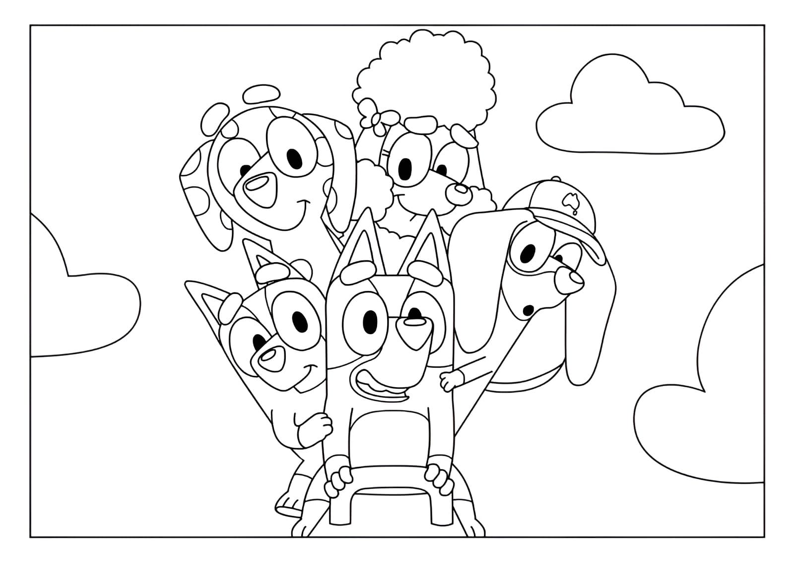 Dibujo De Bluey Con Sus Amigos Para Colorear E Imprimir
