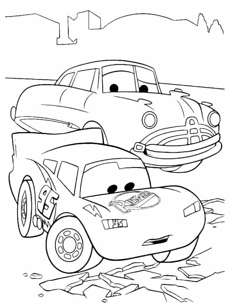 Dibujo De Rayo McQueen Y Doc De Cars Para Colorear E Imprimir