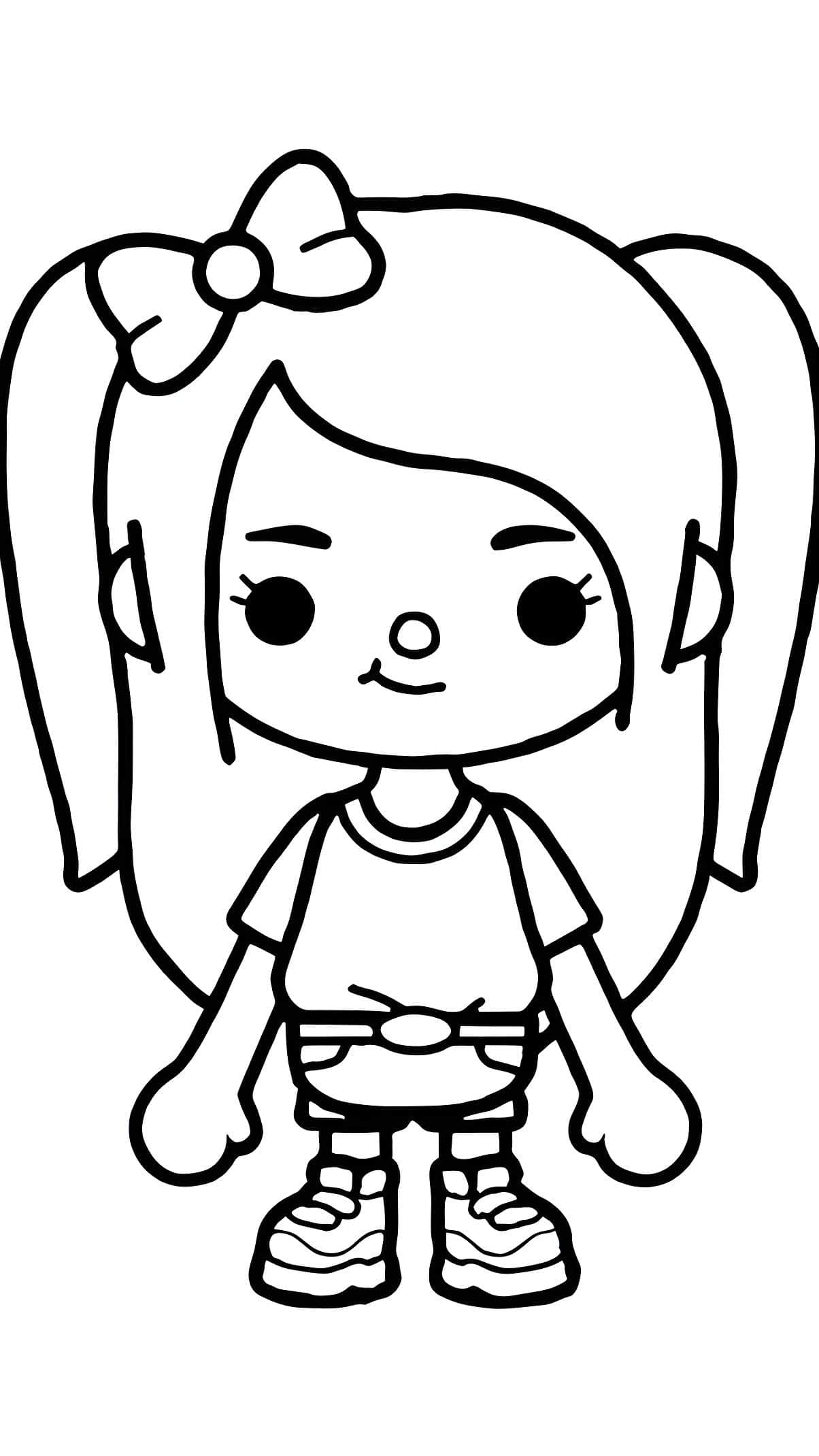 Dibujo De Chica Con Lazo De Toca Boca Para Colorear