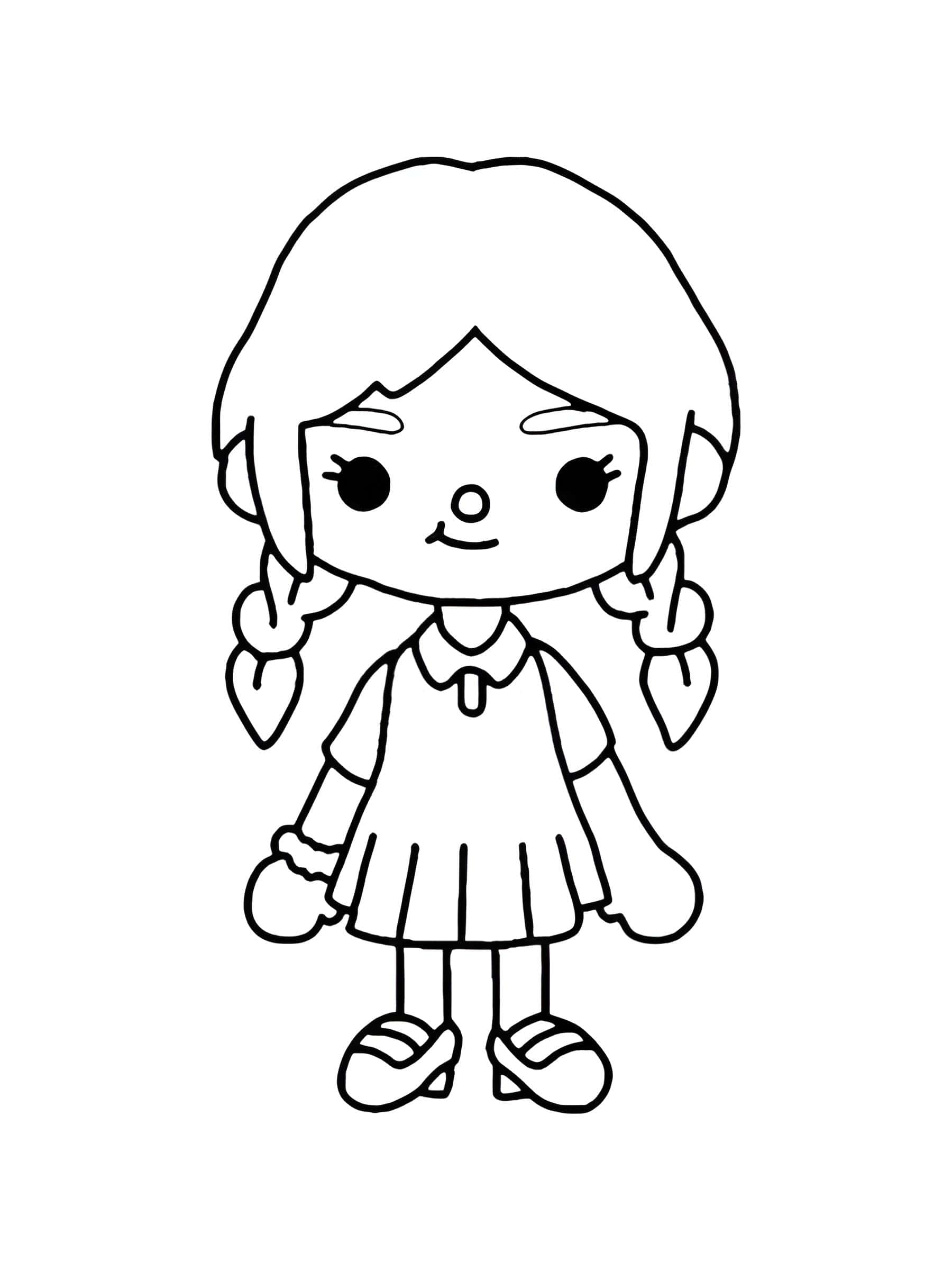 Dibujo De Chica Con Trenzas De Toca Boca Para Colorear