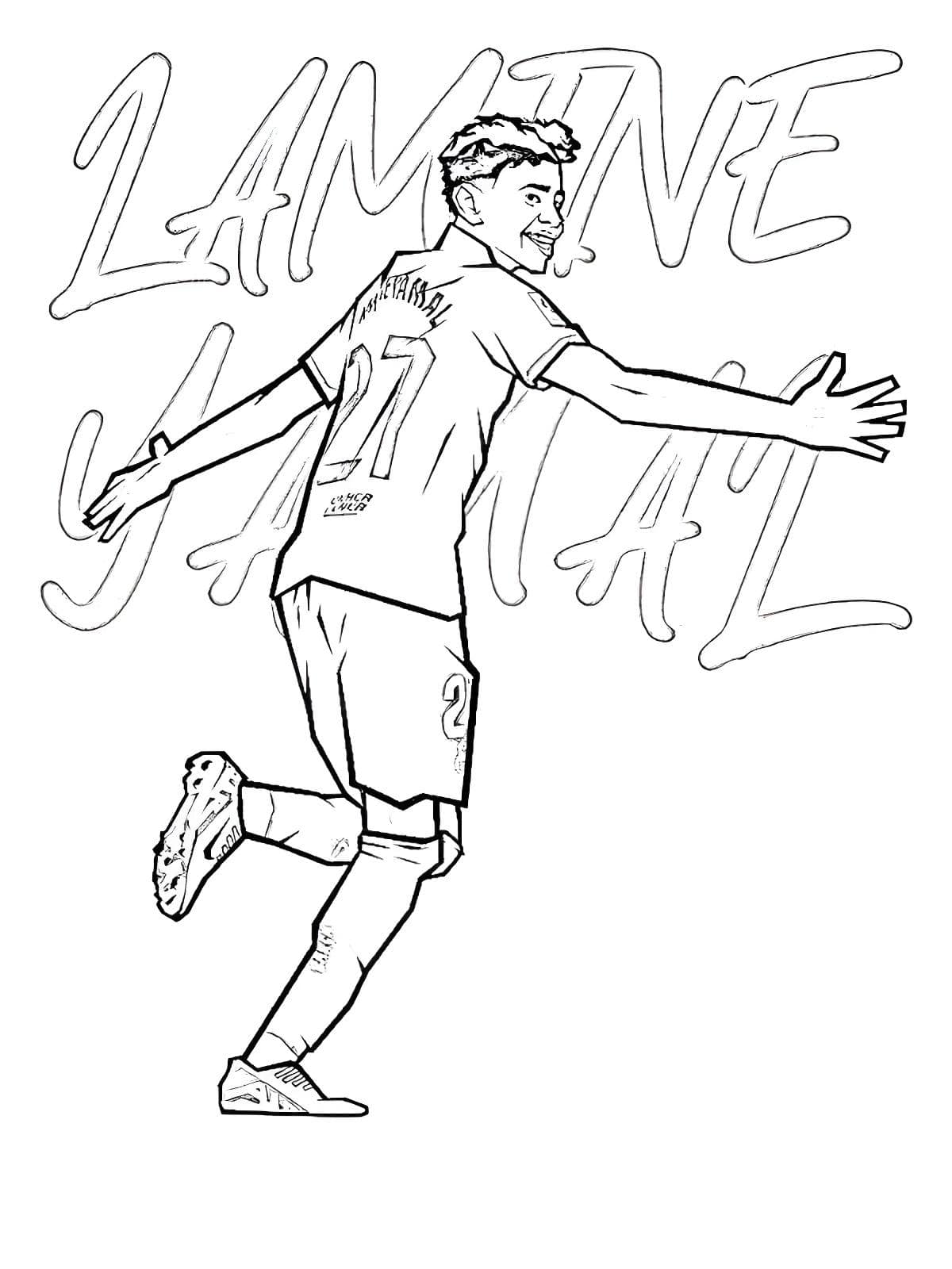 Dibujo De Lamine Yamal Con El 27 En El Barcelona Para Imprimir