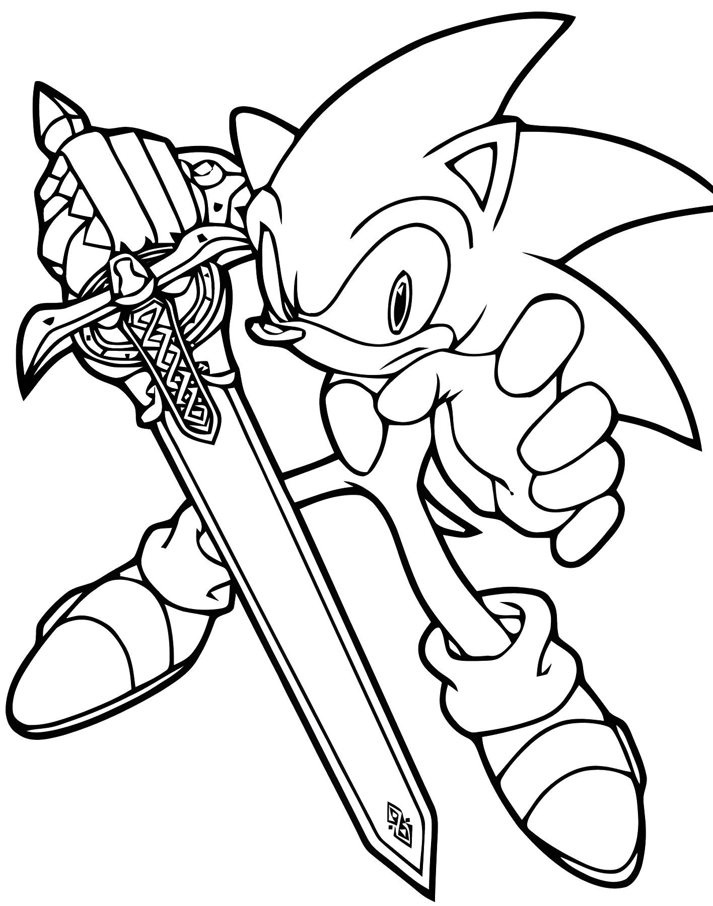Dibujo De Sonic Con Espada Para Imprimir Y Colorear