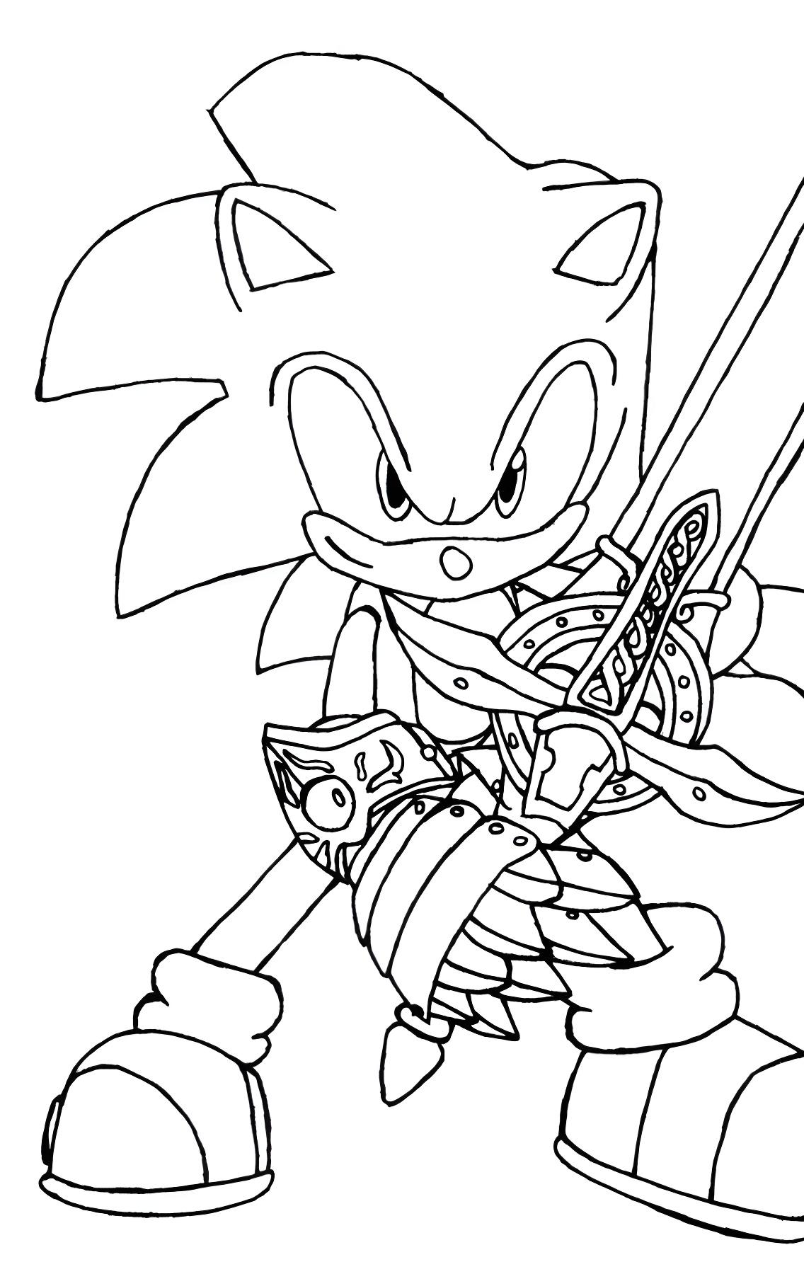 Dibujo De Sonic Con Espada Para Imprimir