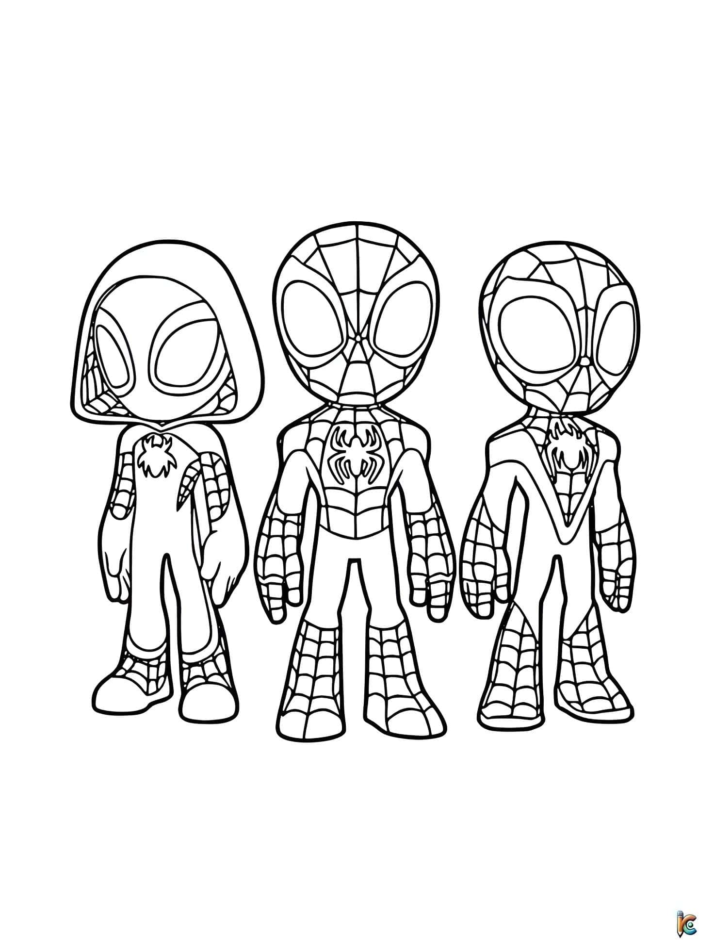Dibujo De Spin Ghosty Y Spidey Para Colorear
