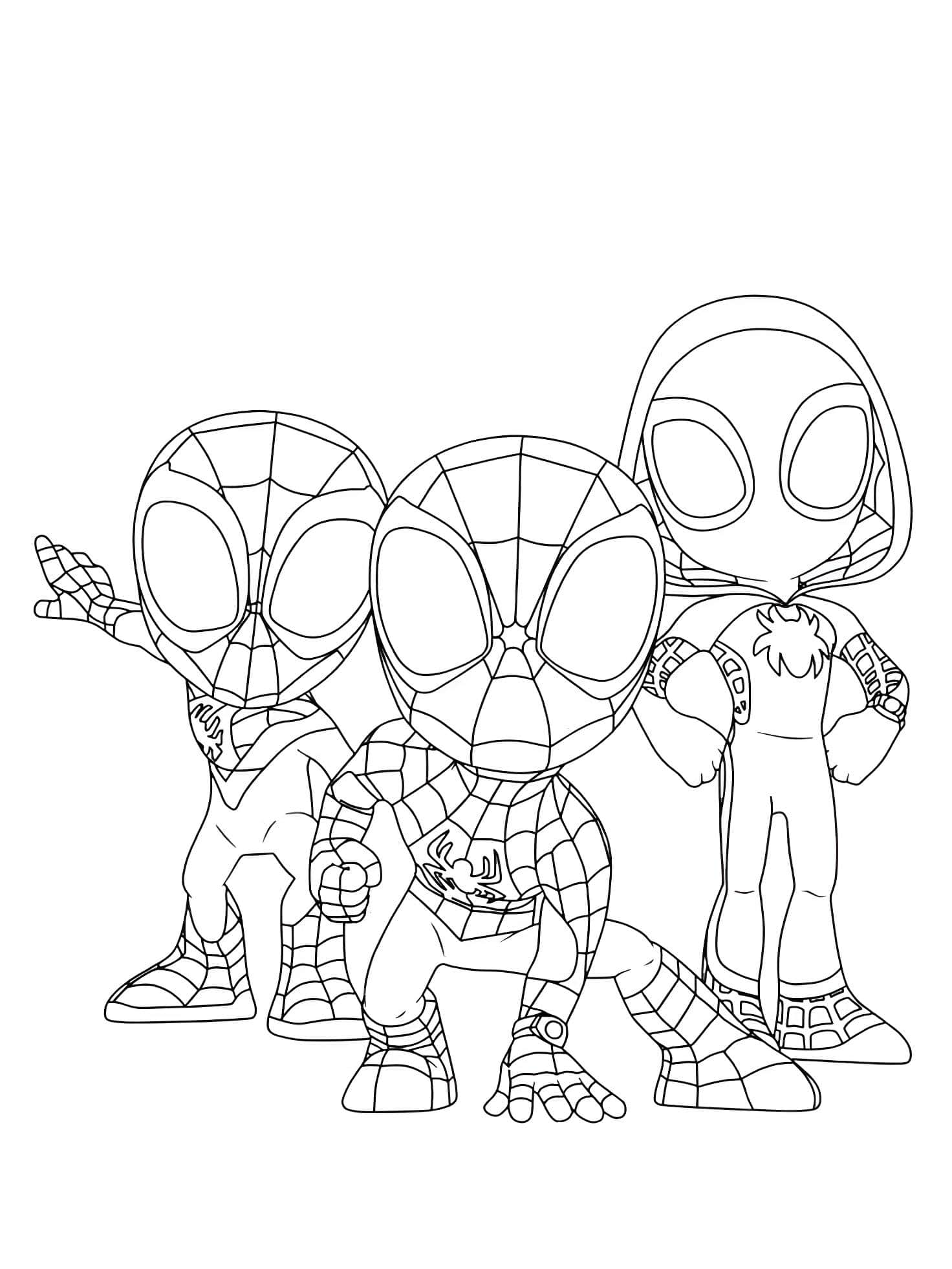 Dibujo De Spin Ghosty Y Spidey Para Imprimir