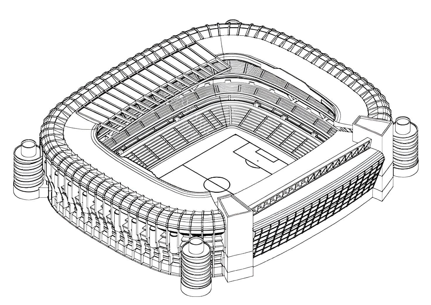 Dibujo Del Estadio Del Real Madrid Santaigo Bernabeu Para Colorear