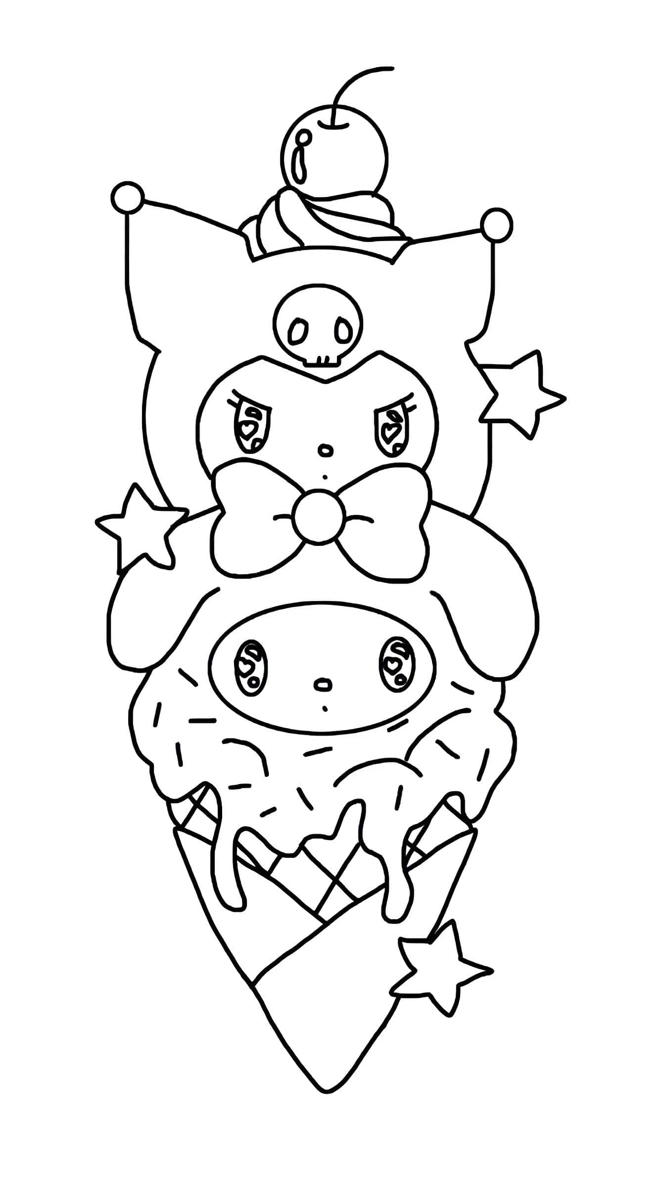 Kuromi Helado Para Colorear