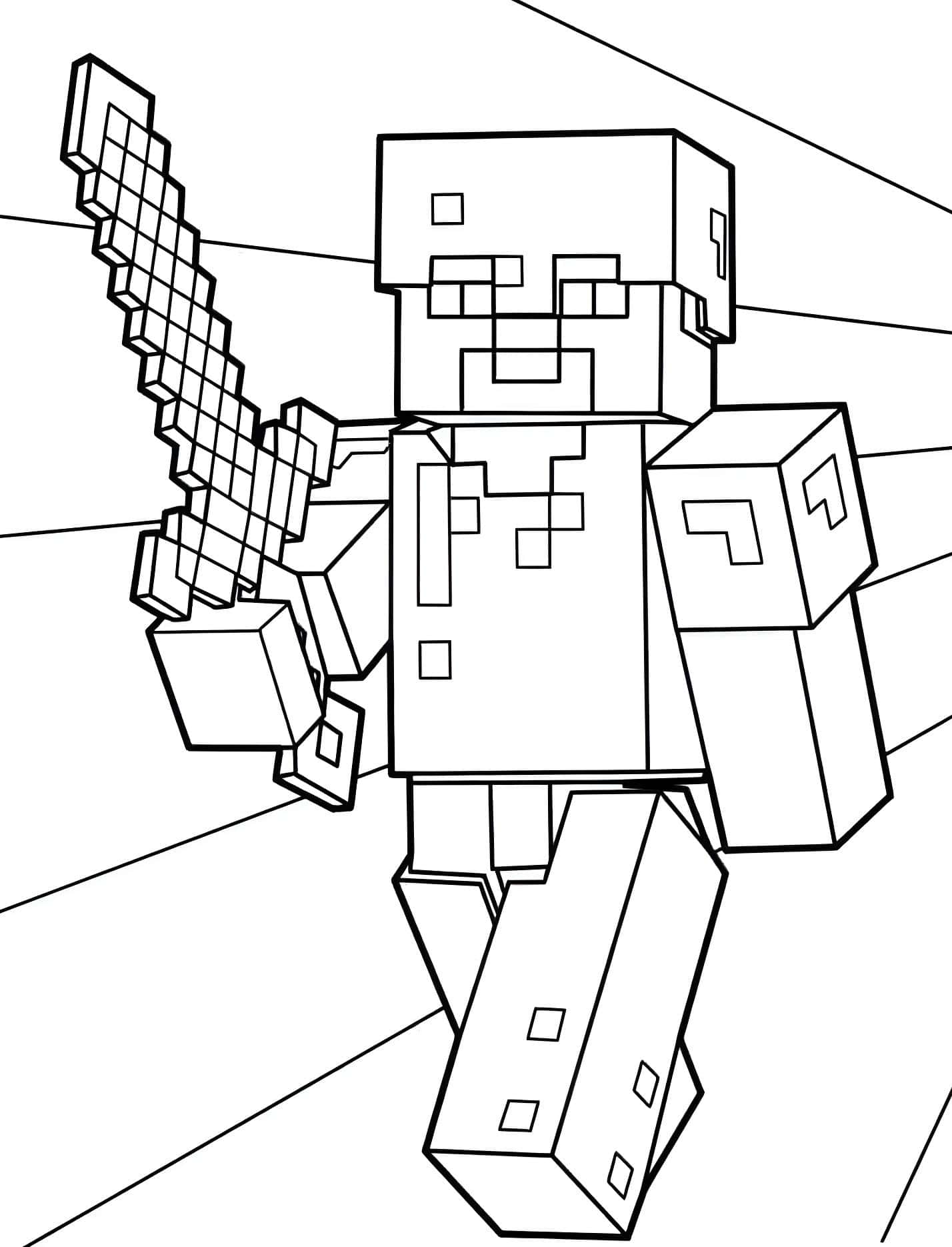 Steve Con Armadura Para Colorear