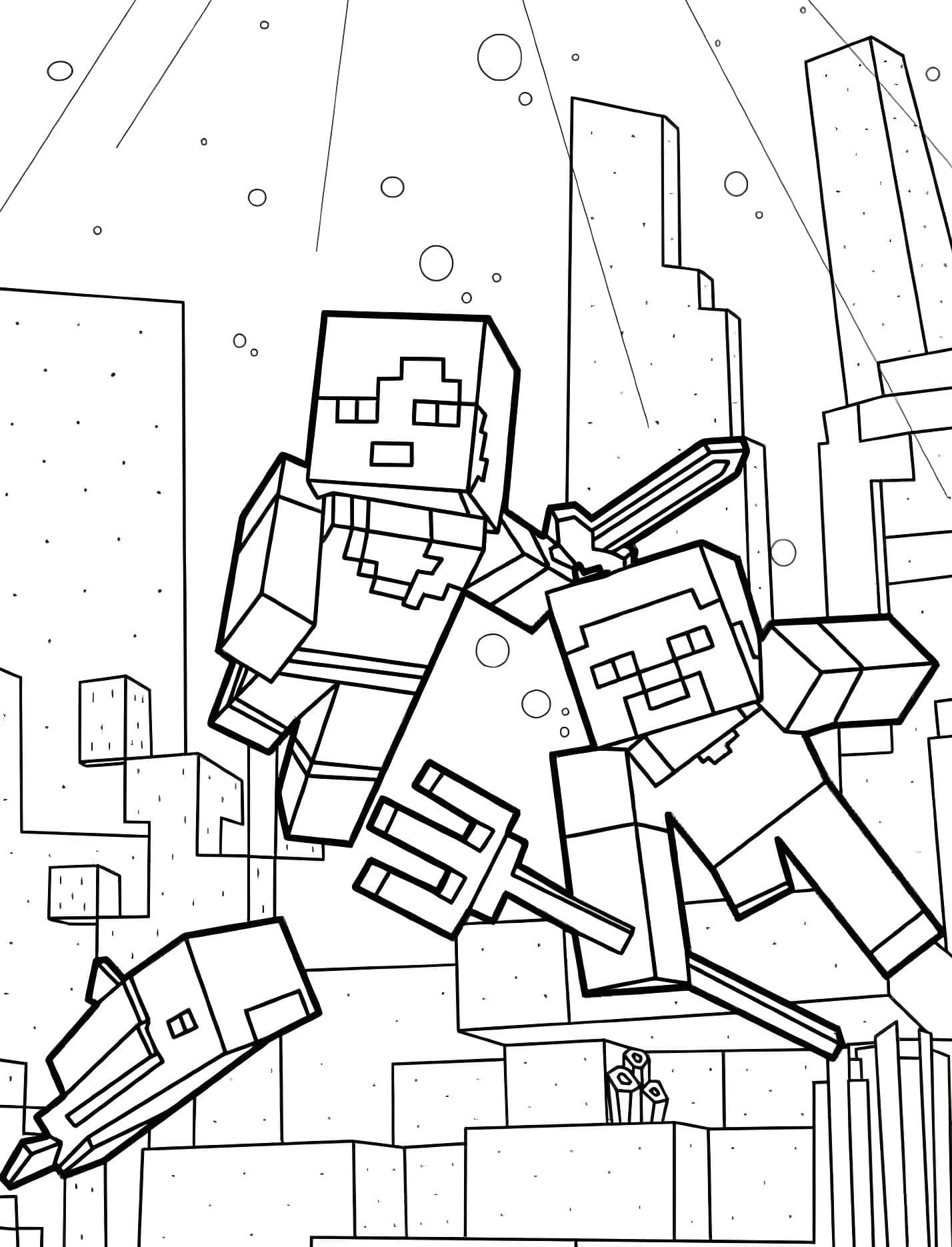 Steve En El Oceano De Minecraft Para Imprimir