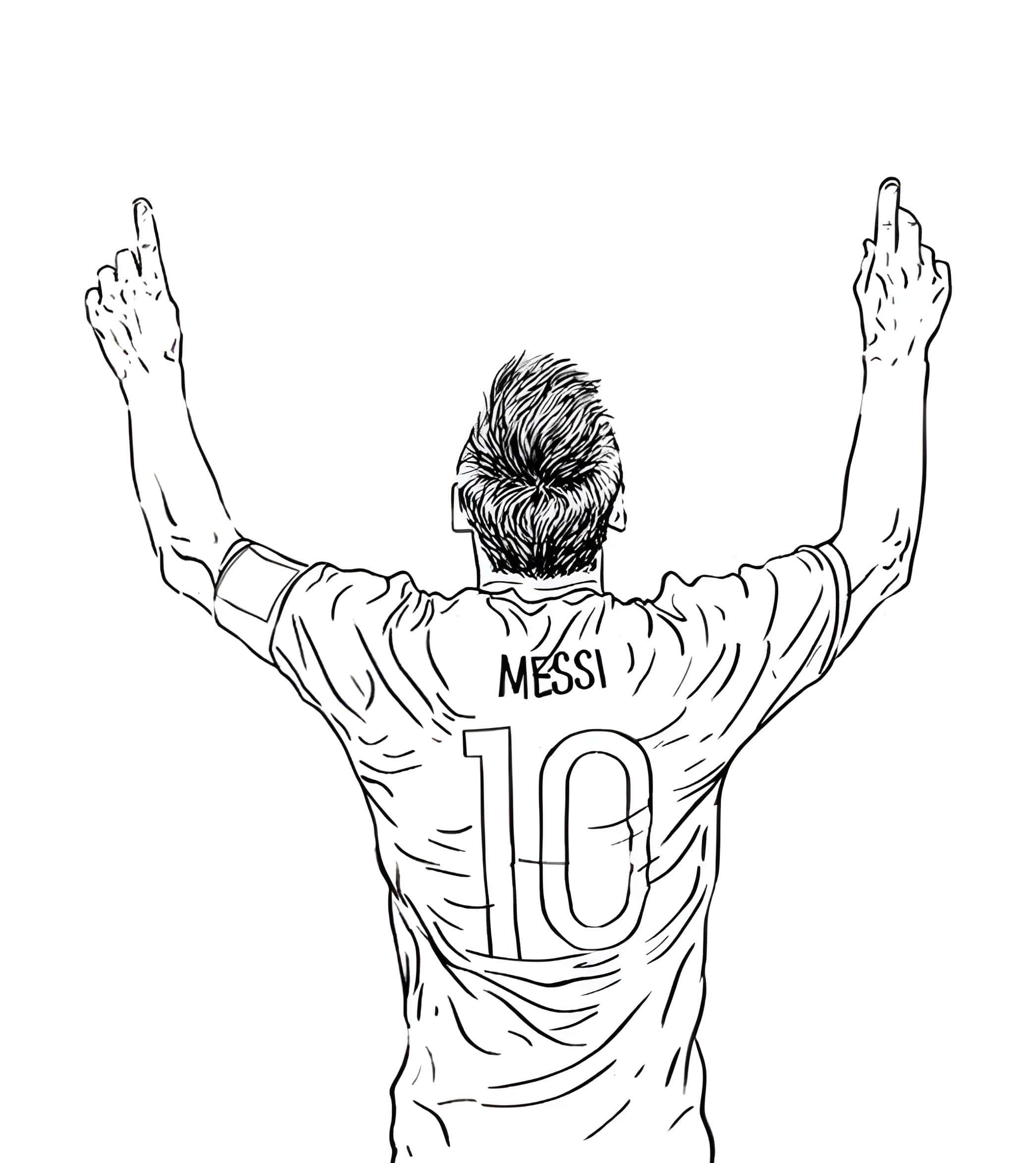 Dibujo De Lionel Messi Apuntando Al Cielo Para Colorear