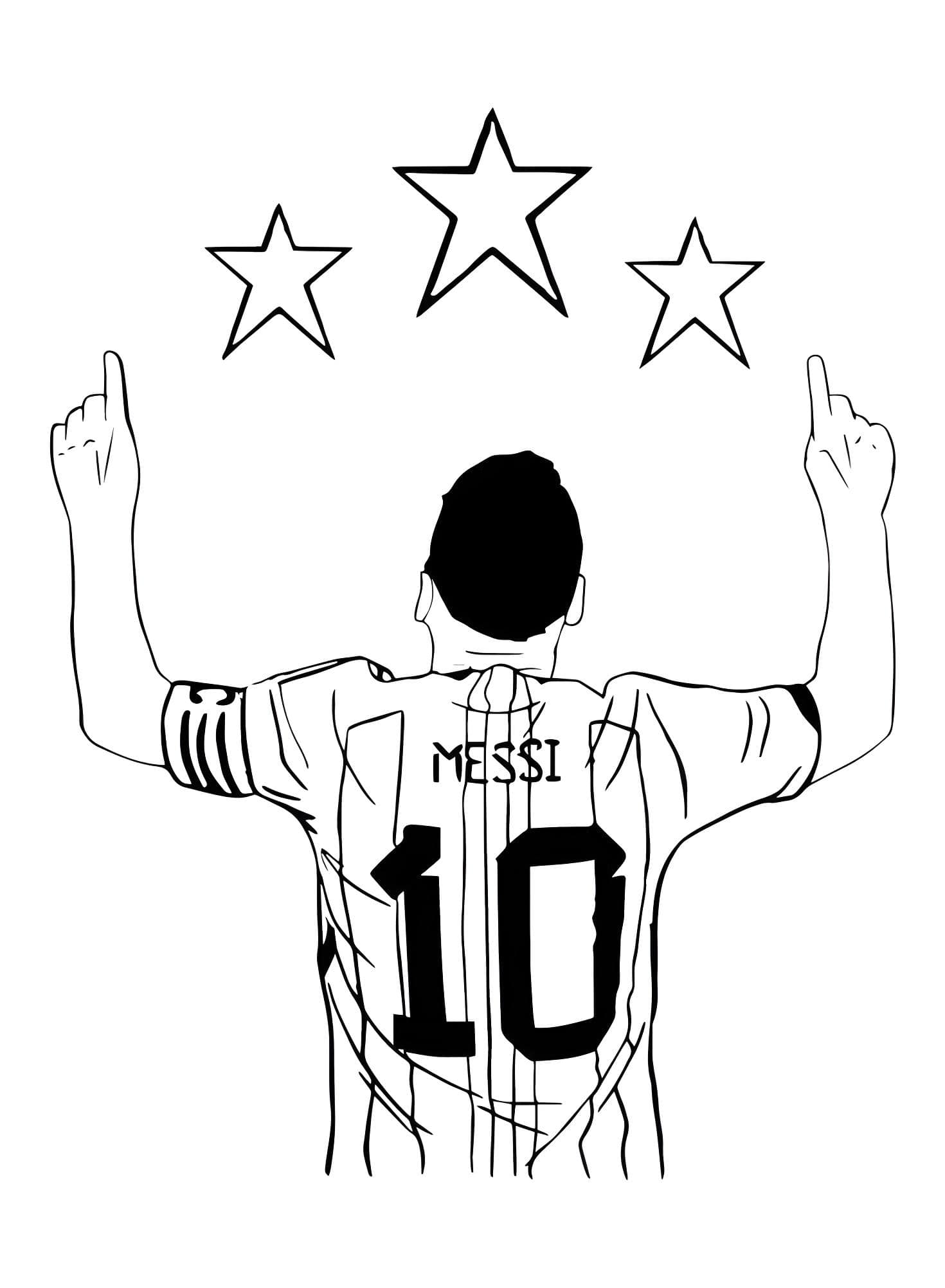 Dibujo De Lionel Messi Apuntando Al Cielo Para Imprimir