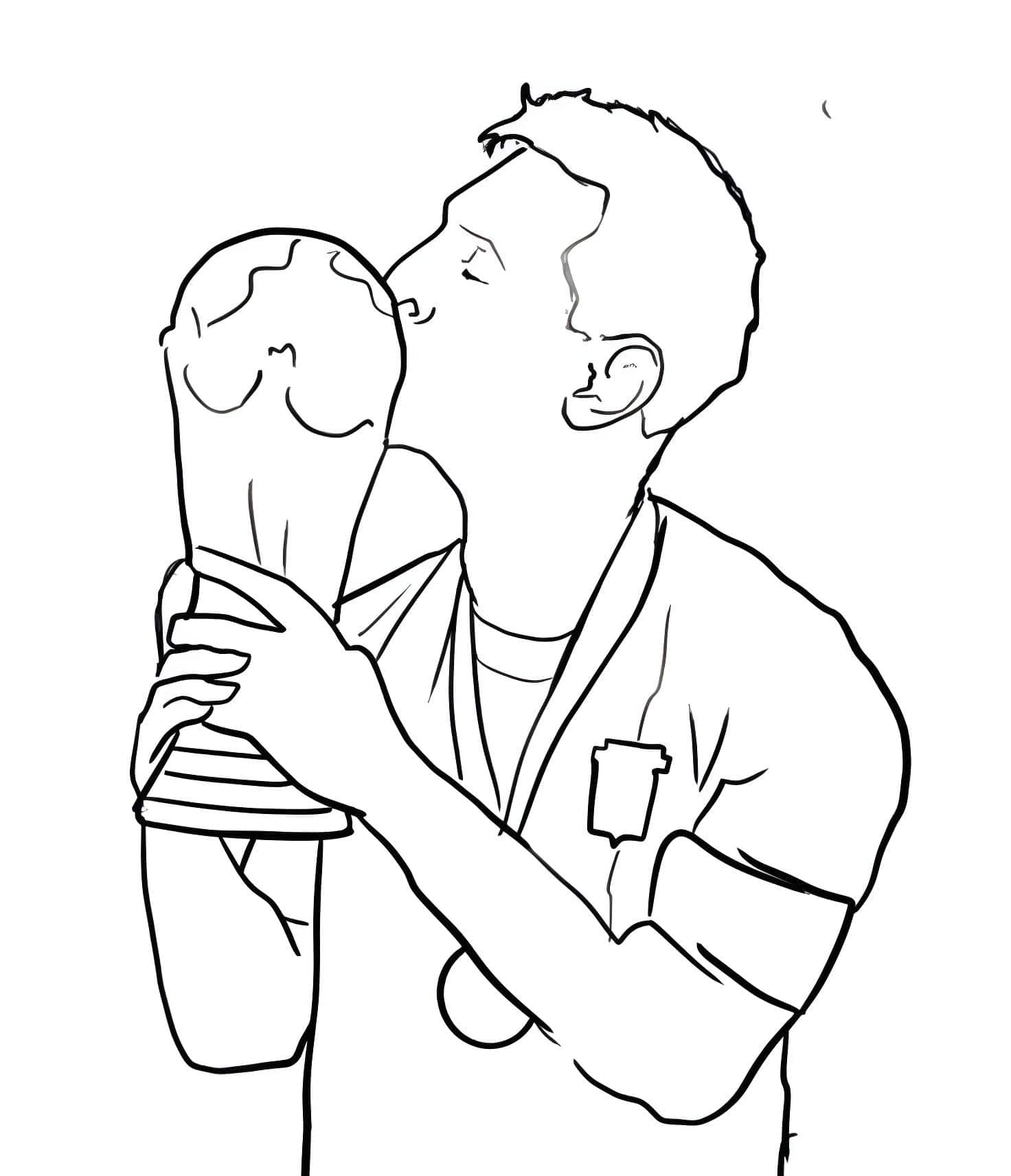Dibujo De Lionel Messi Con La Copa Del Mundial Para Colorear