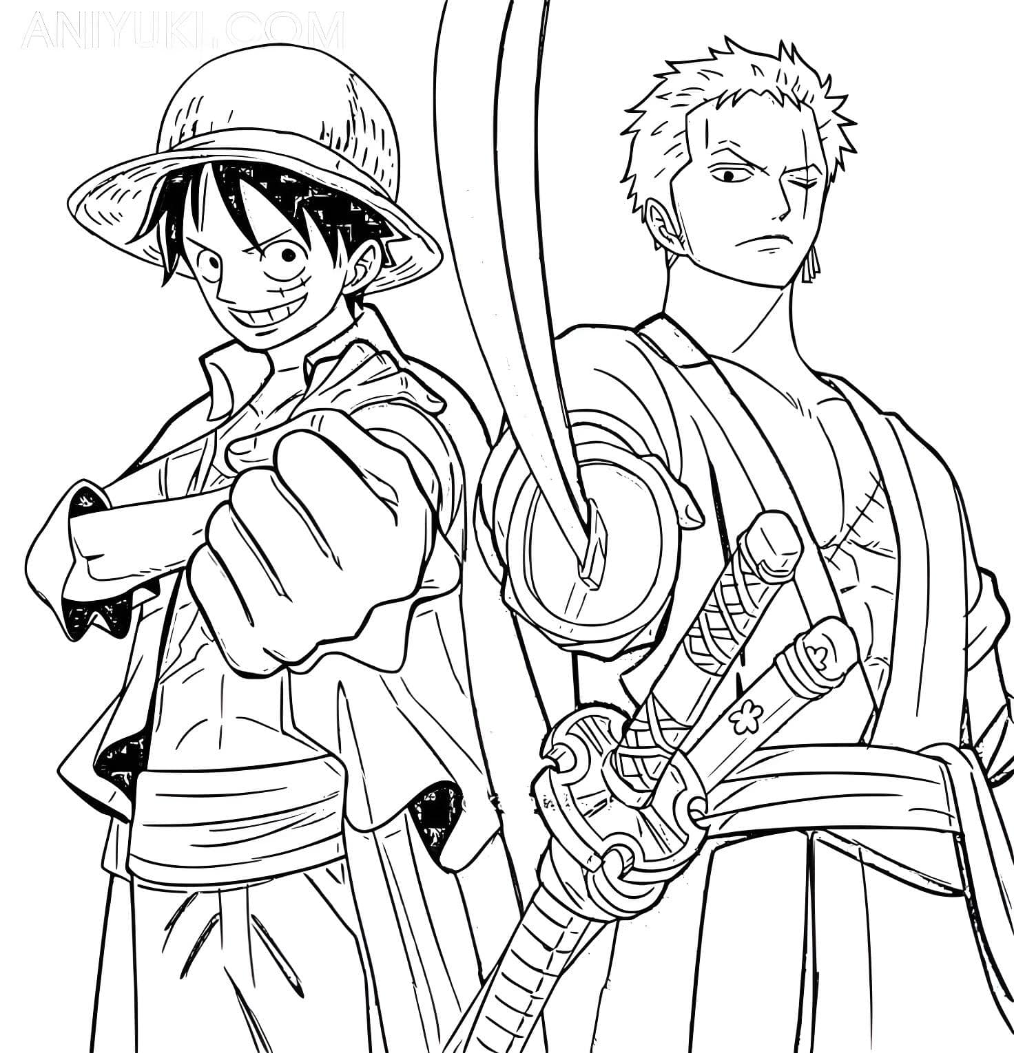 Dibujo De Luffy Y Zoro De One Piece Para Colorear