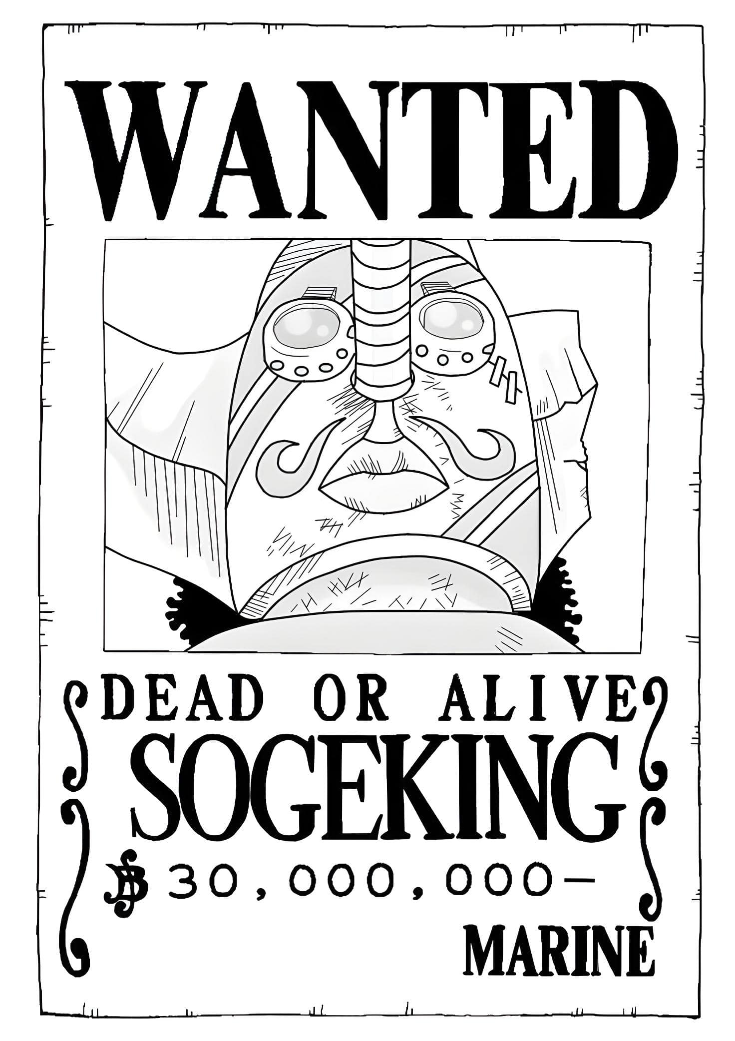 Dibujo Del Cartel De Búsqueda De Sogeking De One Piece Para Imprimir Y Colorear