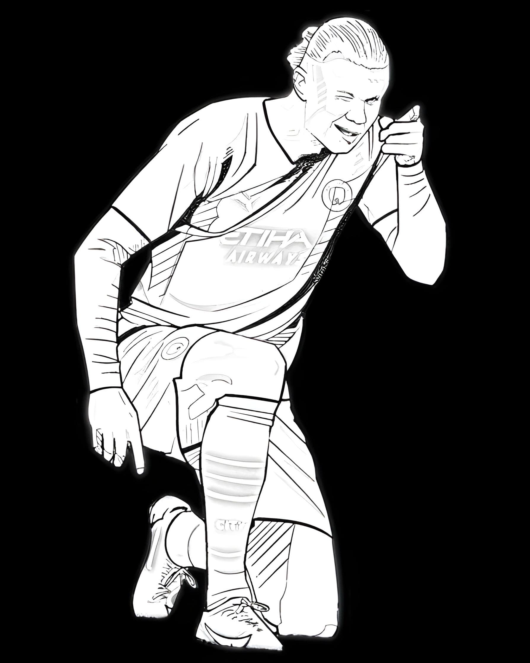 Erling Haaland Apuntando A La Grada Para Colorear
