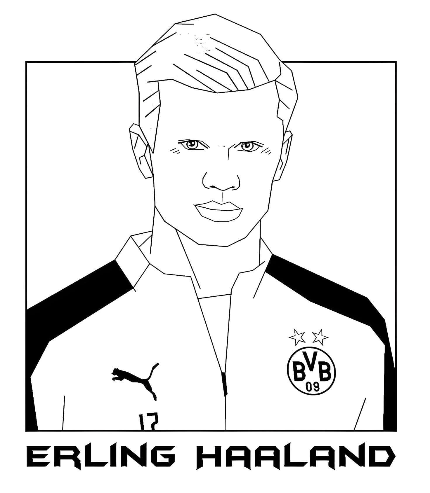 Erling Haaland Con El 17 En El Borussia Dortmund Para Colorear