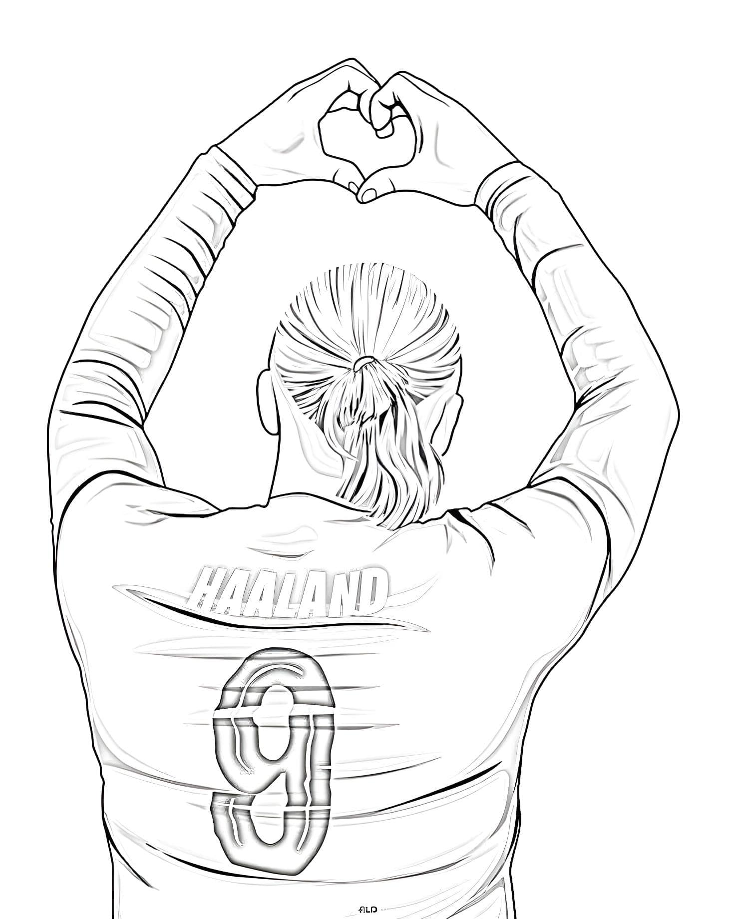 Erling Haaland Haciendo Un Corazón Para Colorear