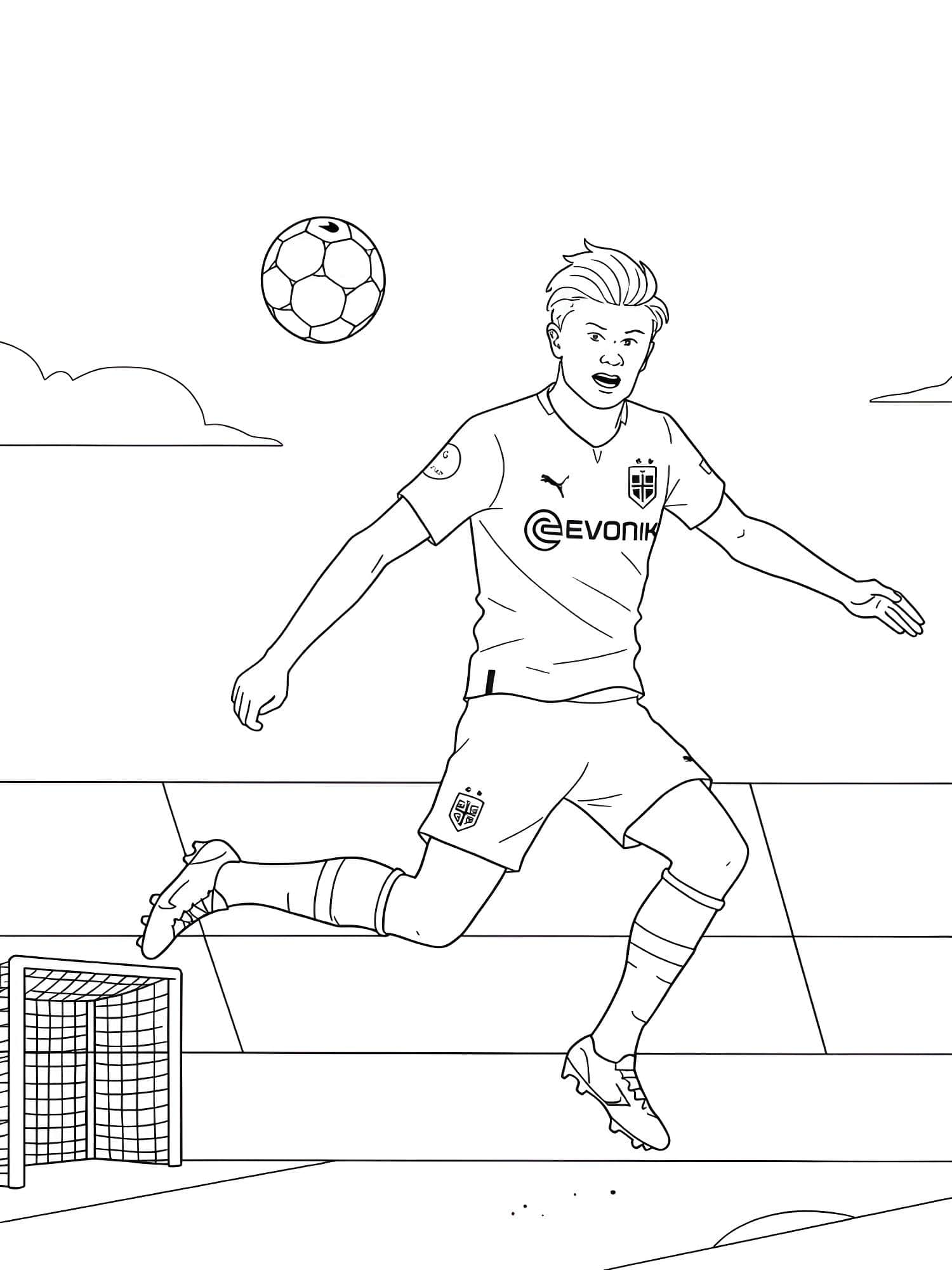 Erling Haaland Saltando Para Colorear