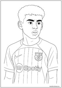 Lamine Yamal Con El Barcelona Para Colorear