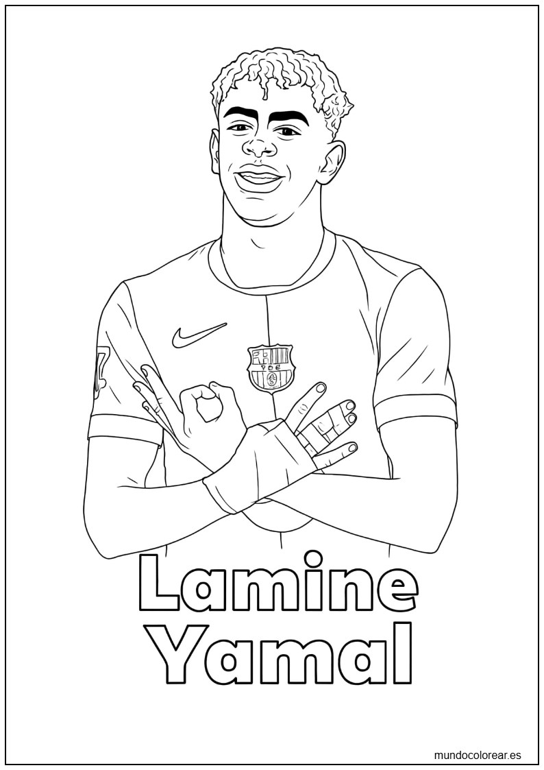 Lamine Yamal En El Barça Para Colorear