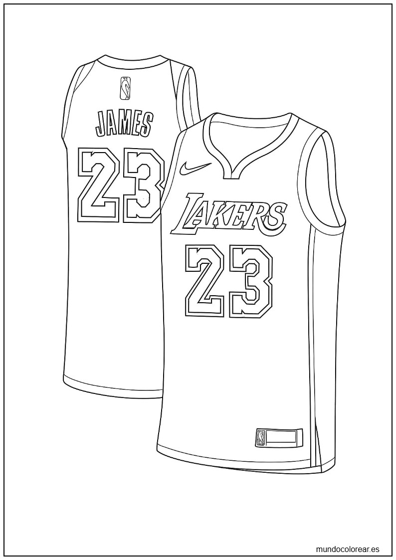 Página Para Colorear Camiseta De Lebron James Lakers