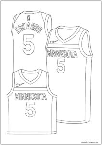 Página Para Colorear De La Camiseta De Anthony Edwards Minnesota Timberwolves