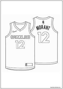 Página Para Colorear De La Camiseta De Ja Morant Memphis Grizzlies