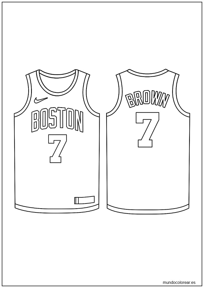 Página Para Colorear De La Camiseta De Jaylen Brown Boston Celtics