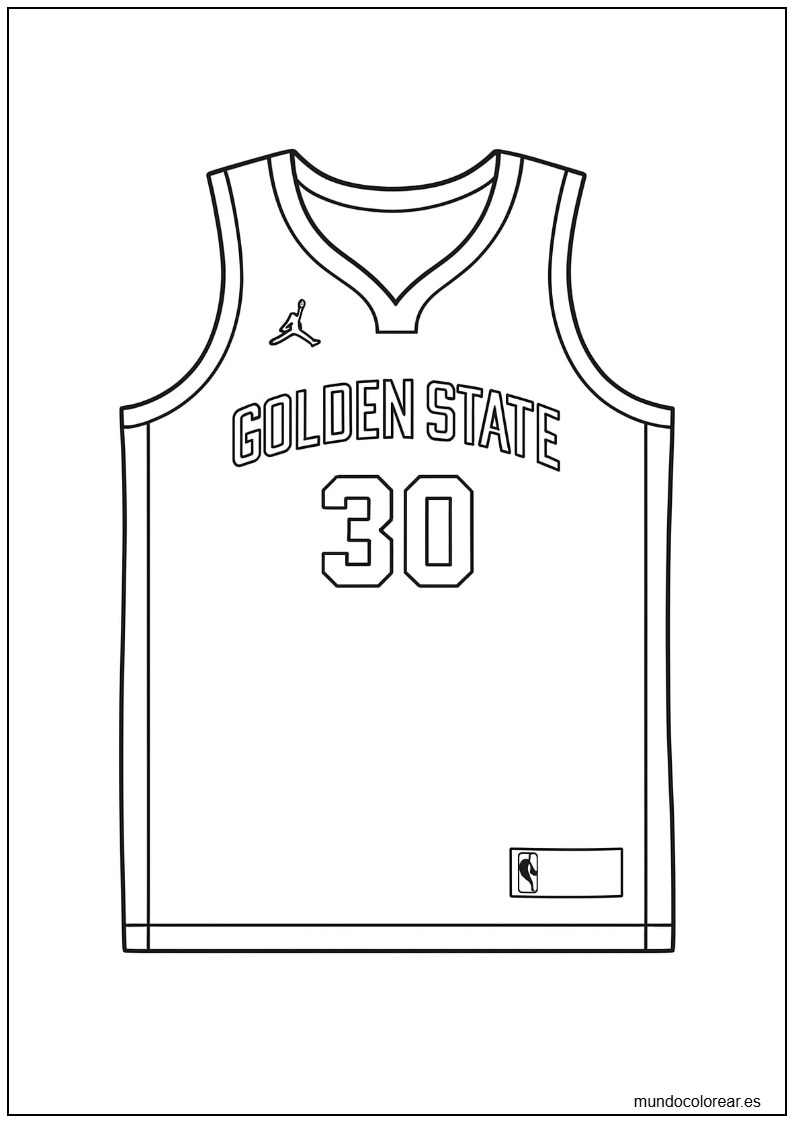 Página Para Colorear De La Camiseta De Stephen Curry Golden State Warriors