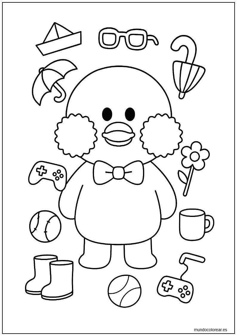 Paper Duck Con Accesorios Para Colorear