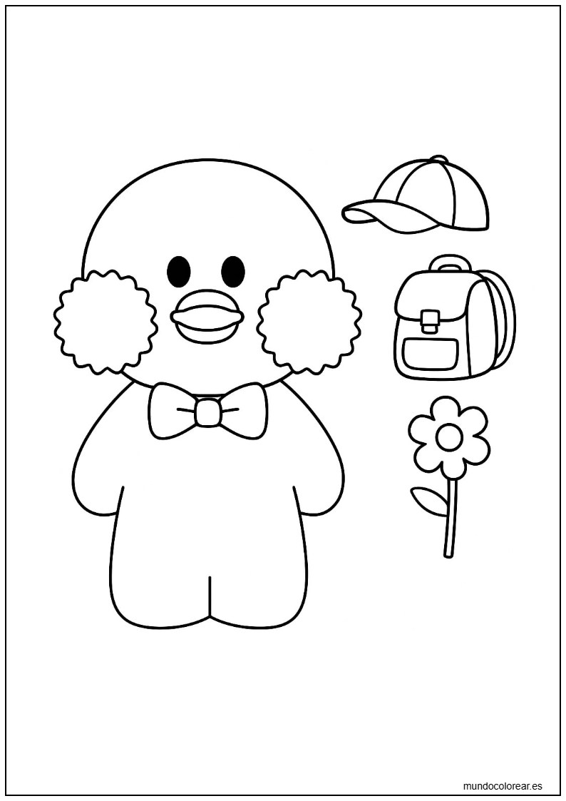 Paper Duck Con Mochila Y Gorra Para Colorear