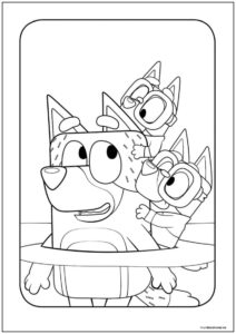 Dibujo De Bandit Jugando Con Bluey Y Bingo Para Imprimir