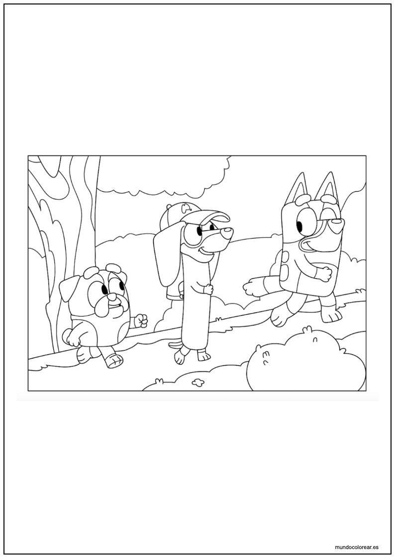 Dibujo De Bluey Snickers Y Coco Caminando Para Imprimir