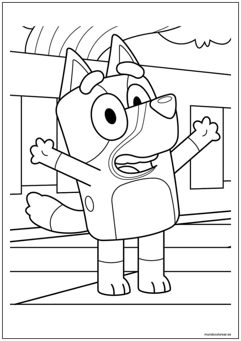 Dibujo De Bluey Con Los Brazos Arriba Para Imprimir