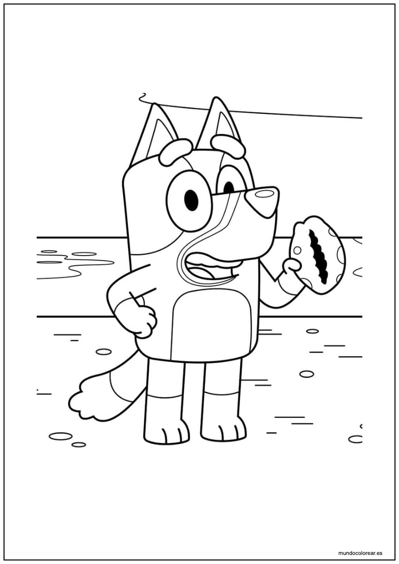 Dibujo De Bluey Con Pelota Para Colorear