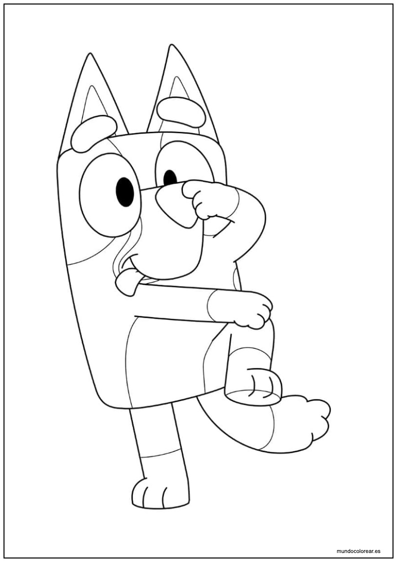 Dibujo De Bluey Haciendo Una Broma Para Colorear