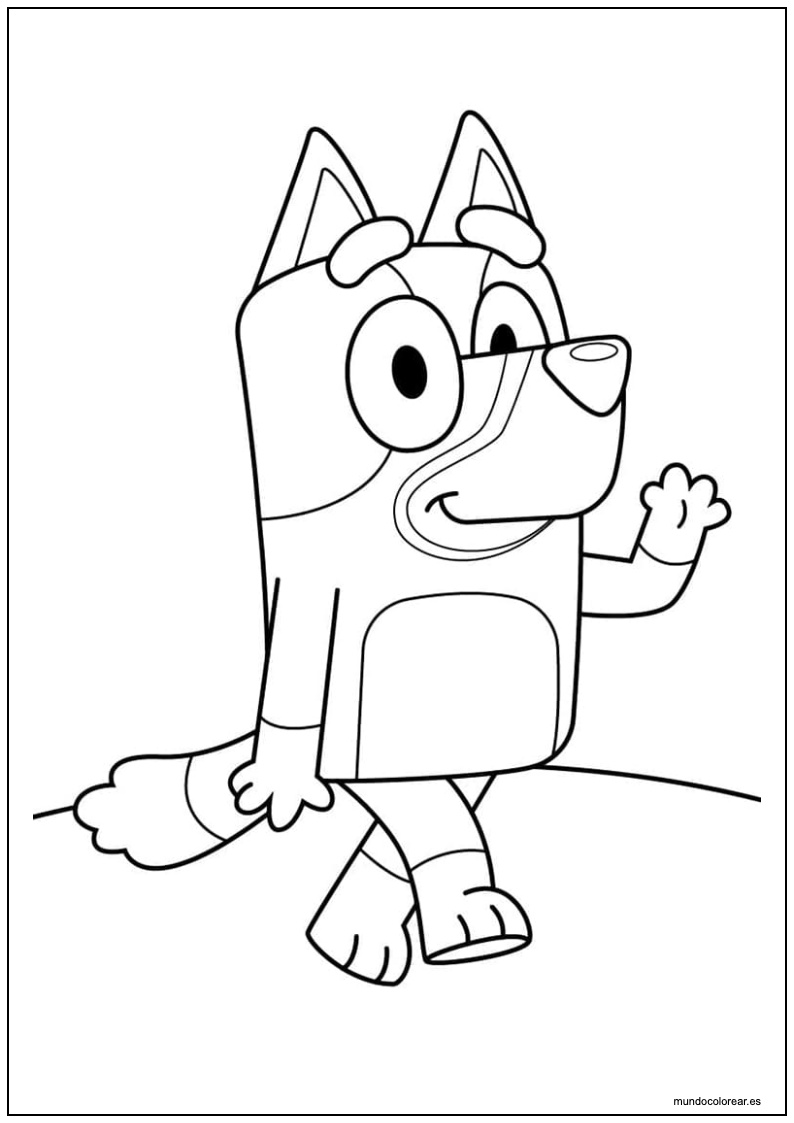 Dibujo De Bluey Saludando Para Colorear