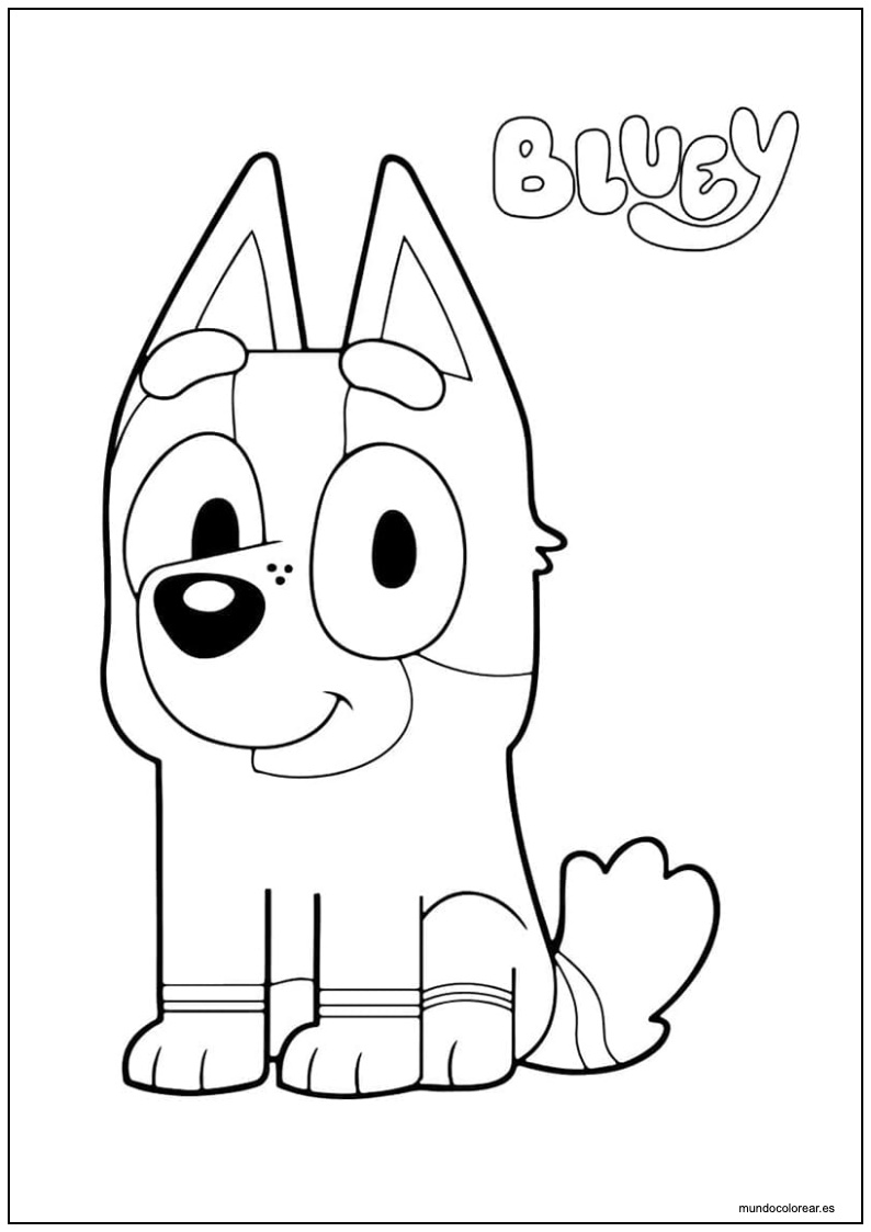 Dibujo De Bluey Sentado Para Imprimir