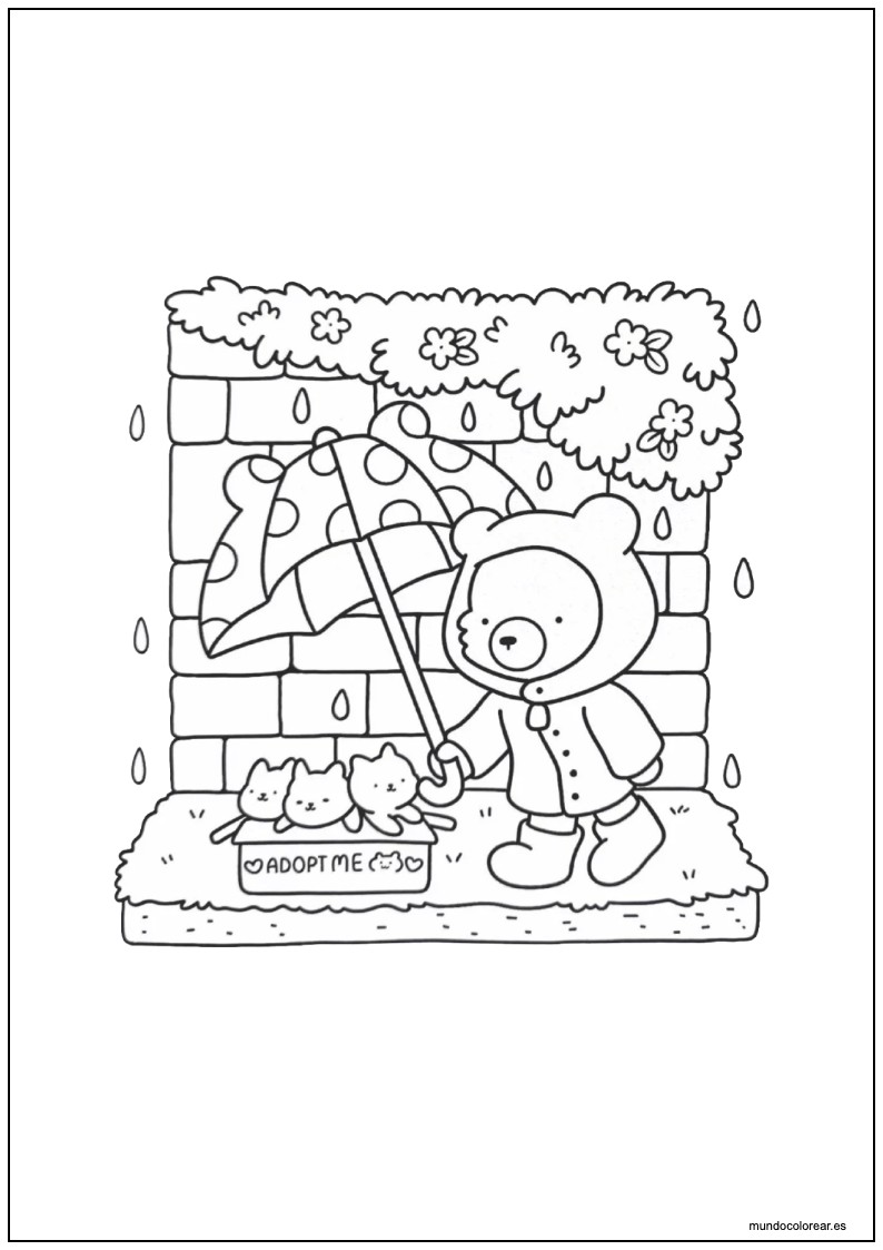 Dibujo De Cozy Friends Lotso Con Gatitos Para Colorear