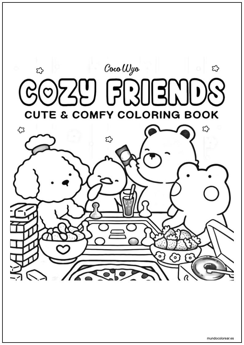 Dibujo De Cozy Friends Jugando Para Colorear