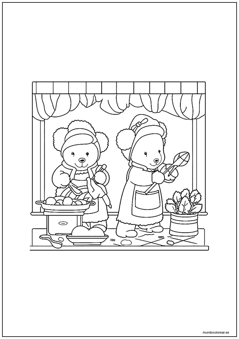 Dibujo De Cozy Friends Ositos Cocinando Para Imprimir