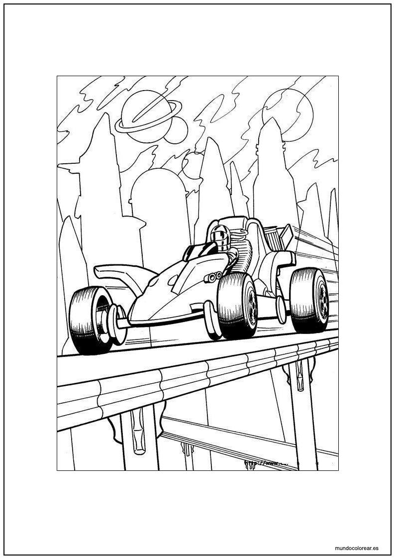 Dibujo De Hot Wheels Formula Flashback En El Espacio Para Colorear