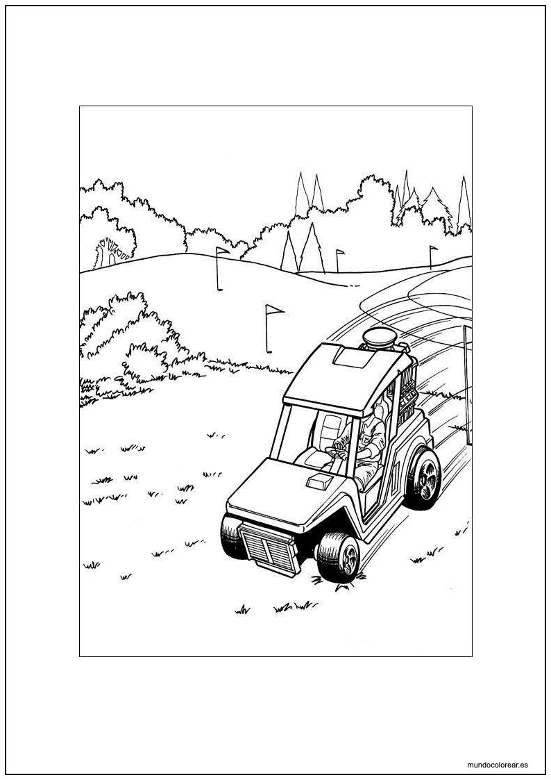 Dibujo De Hot Wheels Gage Con Su Coche De Golf Para Colorear