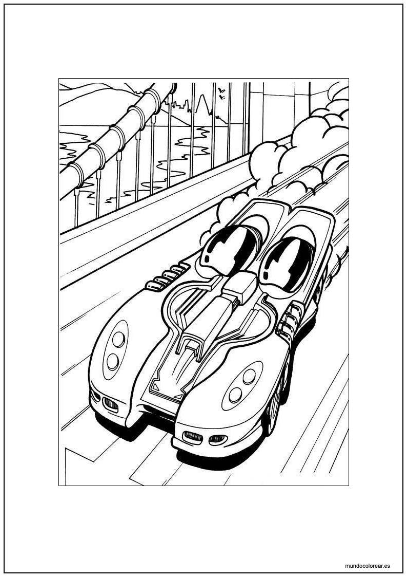 Dibujo De Hot Wheels Twin Mill Corriendo En Pista Para Colorear