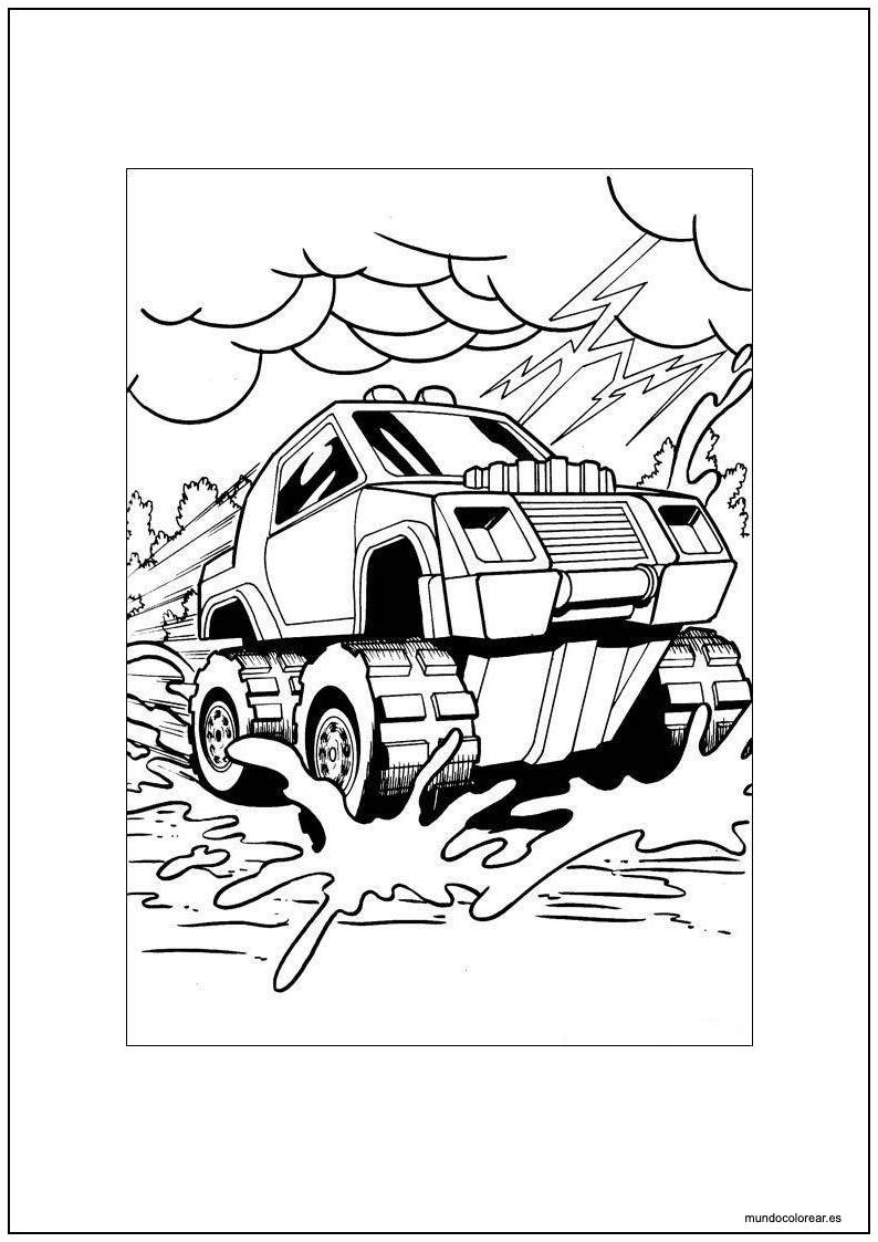 Dibujo De Hot Wheels Wyatt Con Monster Truck En El Barro Para Colorear